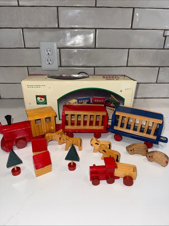 Kurt Adler Other - Vintage Kurt Adler 24 inch Wooden circusTrain Set l